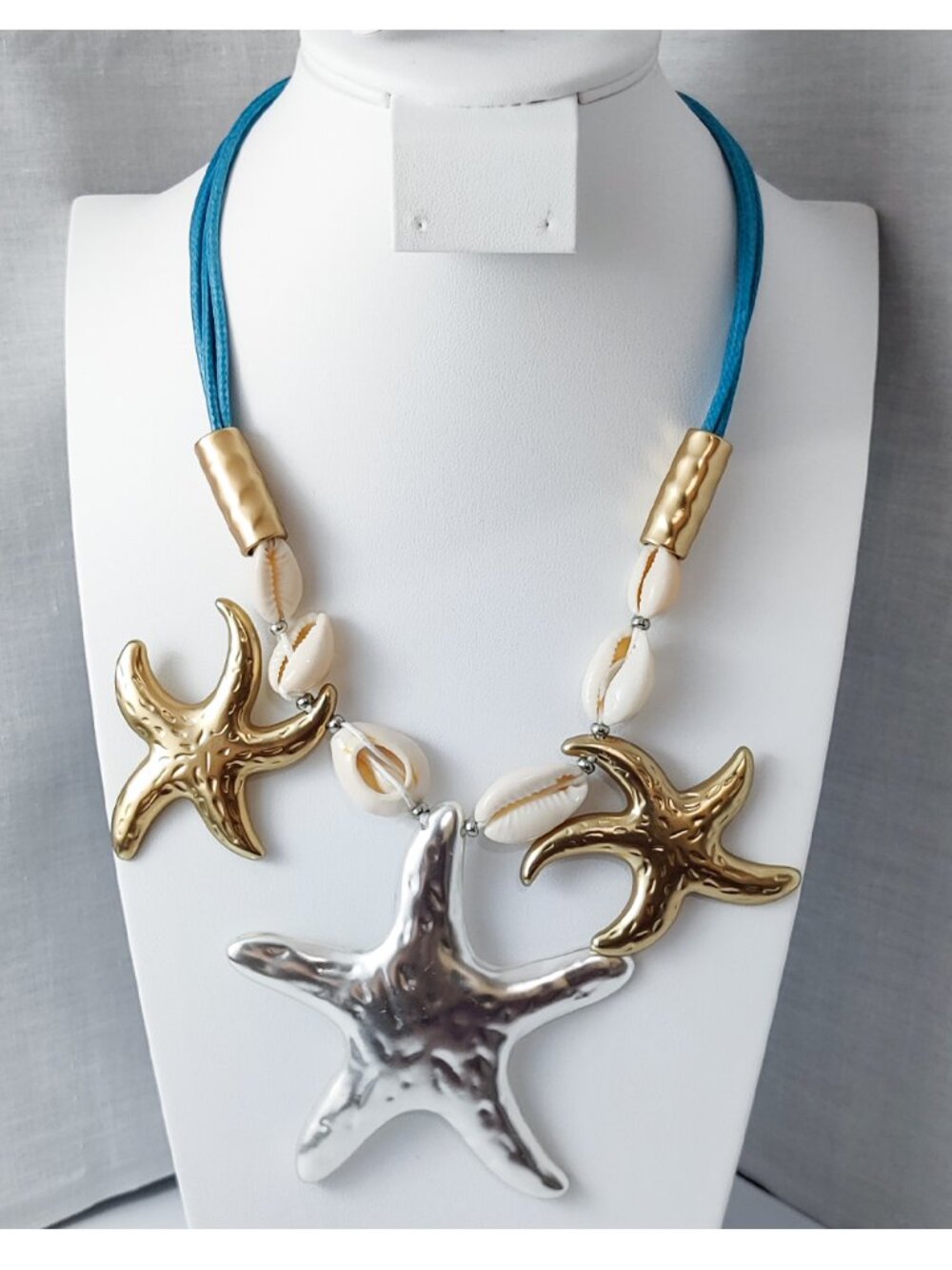 Salty Chic Starfish Sea Shell Necklace Tarnish Resistant Gold and Silver Tone
